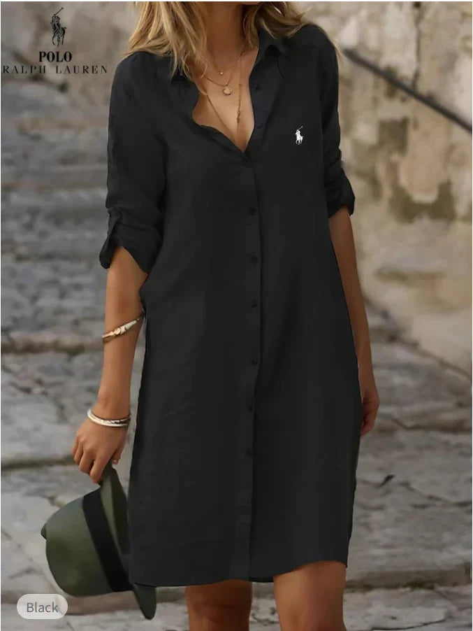 Essential linen and cotton shirt dress