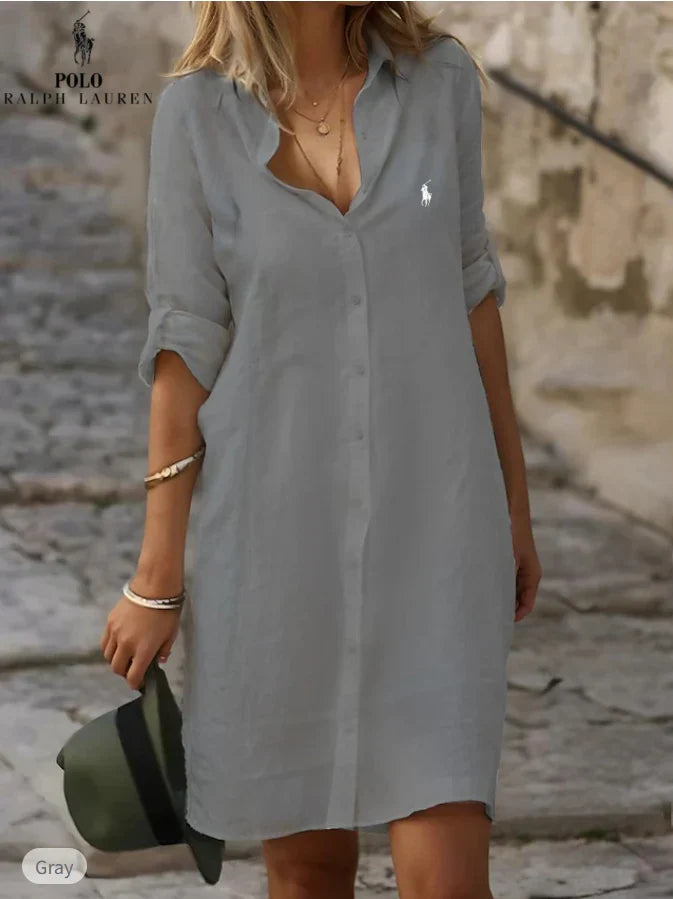 Essential linen and cotton shirt dress