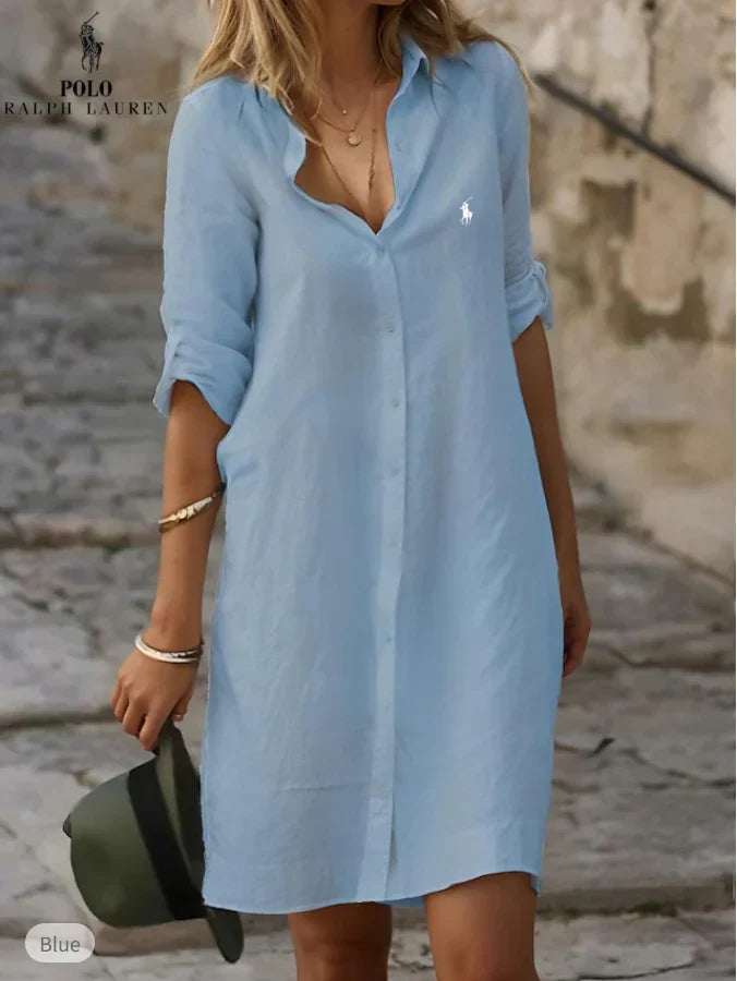 Essential linen and cotton shirt dress