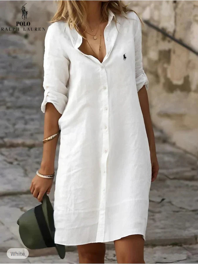 Essential linen and cotton shirt dress